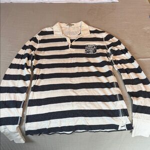 Burberry Charcoal and White Striped Polo